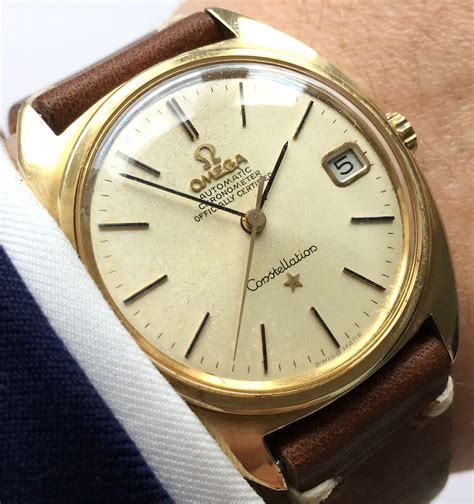 omega constellation automatic watch gold.